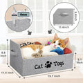LOVSTORAGE 2X Thicker Large Cat Toy Bin Collapsible Cat Toy Box Sturdy Cat Toy Basket Kitten Toy Storage Bed for Organizing Cat Toys Treats Clothes and Accessories (Grey)