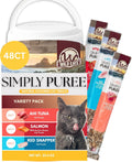 Wild Eats Simply Puree Variety Tub for Cats | 48 Individual Servings of All-Natural, High-Protein Puree Treats | Includes Multiple Flavors | Grain-Free, No Artificial Additives, Smooth Texture