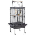 Yaheetech 69-inch Wrought Iron Rolling Large Parrot Bird Cage for African Grey Small Quaker Amazon Cockatiel Sun Parakeet Green Cheek Conure Dove Lovebird Budgie Play Top with Stand