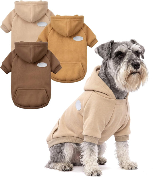 3 Pack Dog Hoodie Sweaters Winter Dogs Sweatshirt for Small Medium Large Dogs with Pockets Hood Warm Dogs Clothes for Ma