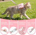 Tensho Pink Bow Cat Harness and Leash Set Escape Proof, Adjustable Kitten Harness with Leash, Bow Tie Cat Harness for Walking Outdoor - Soft Lightweight Harness for Small Dogs Cats Rabbits (S)