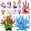 Kooterfun Mermaid's Castle Fish Tank Decorations-28pack Include Castle Hideout, Faux Coral,Starfish and Artificial Plast