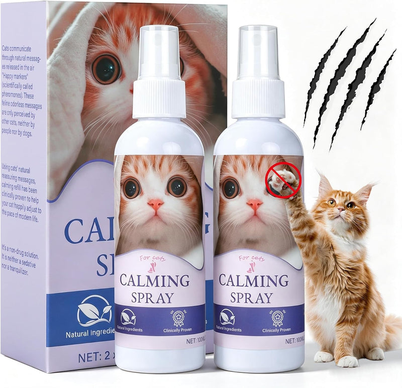 Cat Calming Spray,Anxiety & Stress Relief for Cats,Reduce Scratching Furniture, Urine Marking & Aggression,Natural Cat A