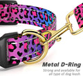 TMOODEL Reflective Dog Collar for Medium Dogs, Cute Leopard Style Adjustable Heavy-Duty Nylon Puppy Collar for Boy and Girl Female, Soft Pet Accessories with Quick Release Buckle, Neon