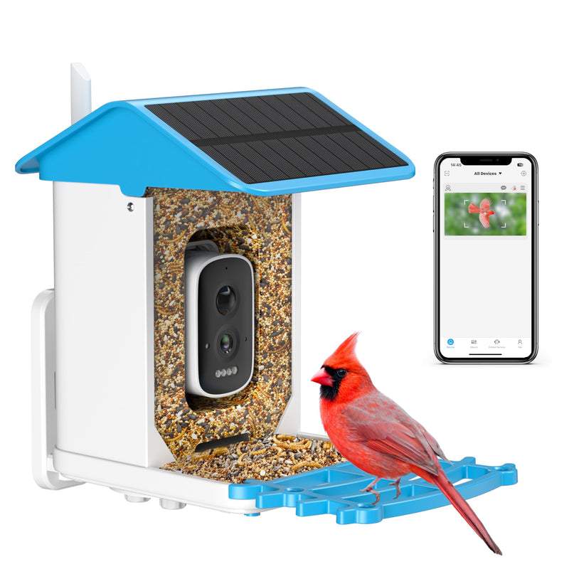 Smart Bird Feeder with Camera, Solar Powered, AI Recognition, Auto-Capture & Instant Notify, Identify 11,000+ Birds, 2K HD Footage, for Bird Enthusiasts, Outdoor Garden.