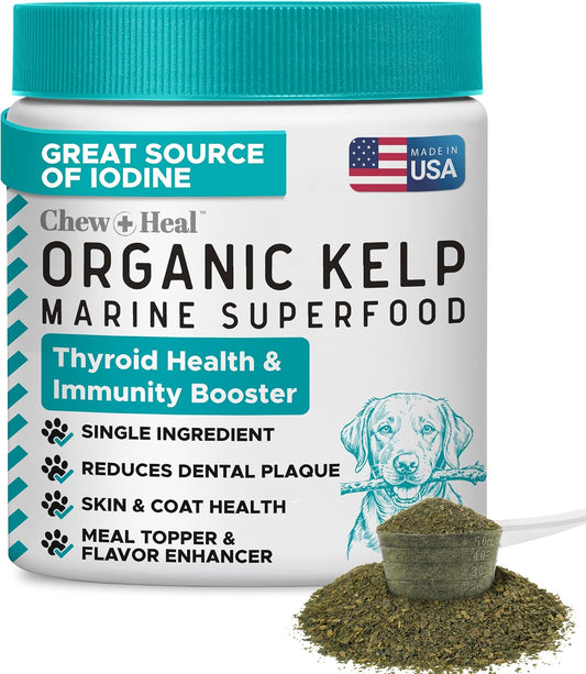 Organic Kelp Powder for Dogs - 4oz Thyroid & Dental Support with 5cc Scoop