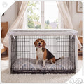 36 Inches Ruffled Dog Crate Cover Gray Stripes Dog Crate Cover