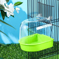 Honeydak 3 Pieces Clear Bird Bath for Cage Parakeet Bird Cage Accessories Hanging Bath Box Parrot Bathing Tub with Clear View for Cockatiel Conure Canary Budgies Parrots Blue Green White