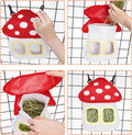 Eorbow Bunny Hay Feeder Bag, Cute Mushroom Hanging Hay Holder, Durable Hay Dispenser with 600D Oxford Fabric for Guinea 