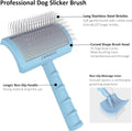 LBMBAIC Slicker Brush for Poodles and Goldendoodles - Curved Brush for Thick, Fluffy, Shedding Fur on Dogs and Cats - Soft, Gentle Pins for Grooming (Blue)