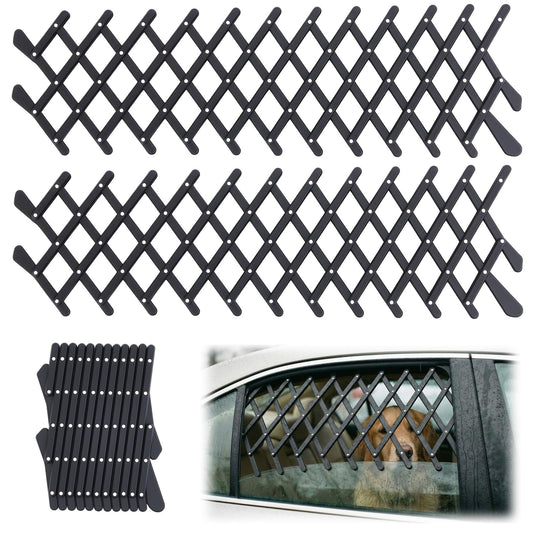 Sunnymove 2 Pcs Car Truck Window Pet Gate, Extendable Car Window Dog Puppy Ventilation Grill Mesh Vent Security Lattice Telescopic Fence for Trucks SUV Pet Safety Protection Summer Air Ventilation