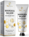 Manuka Honey Ointment 500+ MGO – Dog Hot Spot Treatment for Scratches, Burns, Irritations – Cat Wound Care with 55-PPM Colloidal Silver for Dogs – Manuka + Silver Healing Ointment in a 2-oz Tube