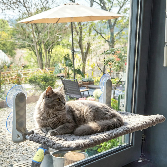 AIWIKIDE Cat Window Perch, Easy Install Bracket, Portable Wall Hammock for Indoor Cat, Grey