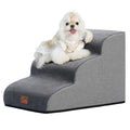 GoGoBunny Ramp Dog Stairs for Couch Sofa and Chair 15.7" H, 3-Step Pet Steps for Small Dogs and Cats, Non-Slip Waterproof Fabric Cover, Stable and Balanced Indoor Step, Pets Friendly, Grey