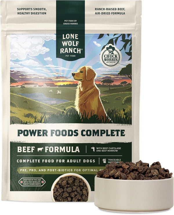 Chuck Norris Power Foods Air-Dried Dog Food, Beef, 24oz
