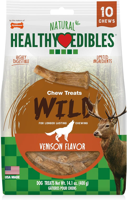 Nylabone Healthy Edibles Wild Dog Treats, Venison Flavor, Large, 10 Count