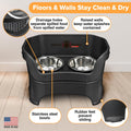 Neater Pet Brands Neater Feeder Deluxe Mess Proof Dog Bowls Elevated for Large Dogs Over 40 lbs, Made in USA, No Spill Raised Dog Food Bowl Stand Feeding Station, Food and Water Bowl Set, Black
