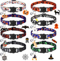 Sanwuta 8 Pcs Halloween Cat Collars Breakaway with Bell, Adjustable Buckle