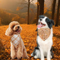 Fall Dog Bandanas Large 3PCS, Plaid Stripe Thanksgiving Scarf