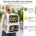 Dual-Level Bird Backpack, Portable Parrot Travel Cage with Removable Divider for 2-4 Small to Medium Birds or 1 Larger B