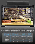 LUCKY HERP T8 Reptile Light Fixture Combo Kit 15W (New Upgrade), UVB Reptile Light Fixture with Desert UVB 10.0 18" Fluo