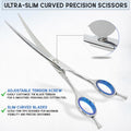GLORY Professional Curved Dog Grooming Scissors, 7.5 Inches Stainless Steel Pet Shears for Dogs & Cats, Sharp Trimming S