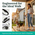 TailyWags Retractable Dog Leash 26FT for Large Dogs up to 110lbs, Extra Long Strong Nylon Tape, 360° Tangle-Free, One-Handed Brake&Lock, with Poop Bag Dispenser, Ergonomic Anti-Slip Handle (White)