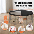 VEVOR Foldable Metal Dog Exercise Pen, Pet Puppy Playpen Yard Fence with Top Cover & Door, Indoor Outdoor 8 Panels 24" W x 24" H Dogs Crate Kennel with Ground Stakes for Small & Medium Dogs
