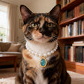 Cat Dog Sparkle Jewelry Pearl Collar Puppy Kitten Rhinestone Pendant Adjustable Charm Necklace for Small Pets Wedding Ph