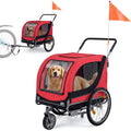 Dog Bike Trailer - HAPPAWS Dog Trailer for Bicycle, Cargo Cycle Trailers Wagon Cart Pet Bike Carrier w/ 3 Doors, Aluminum Wheels, Safety Flag, Easy to Connect&Disconnect, Collapsible to Store