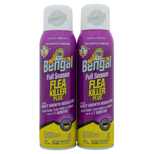 Bengal Full Season Flea Killer Plus, Flea and Tick Aerosol Spray with Insect Growth Regulator, 2-Count, 16 Oz. Aerosol Cans