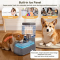 2 Pack Automatic Cat Feeder and Water Dispenser 1.3Gallon Dog Gravity Food Feeder and Water with Ice Pack Stainless Steel Dry Food and Waterer Bowl for Small Medium Large Pets (Grey)