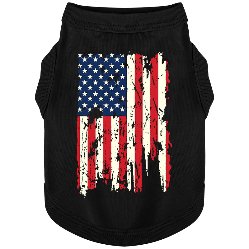 American Battle Damaged Flag Inspired Cotton Dog Vest: Perfect Dog Shirt, Ideal Tank Top for Everyday Wear, Independence Day Celebrations Crafted Materials for a Cute and Stylish Look Black USA M