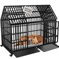 Heavy Duty Dog Crate 54 inch Dog Pet Kennel Cage for Extra Large Giant Dog with 2 Doors Lockable Wheels Removable Trays Top Access All Metal Durable
