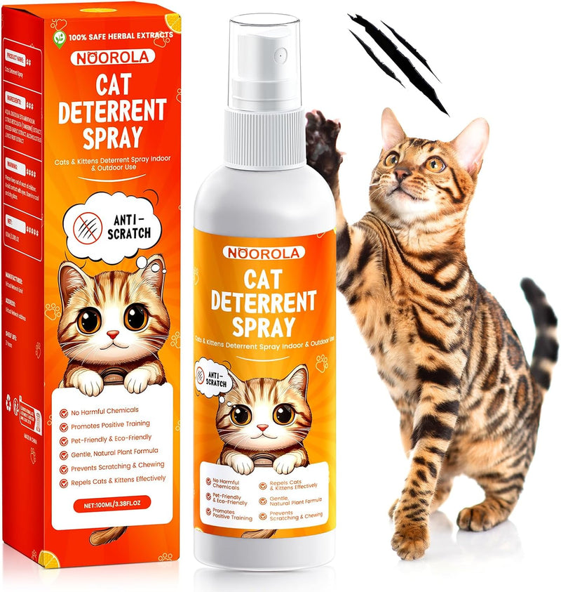Cat Scratch Furniture Protector - Natural Cat Deterrent Spray to Stop Scratching & Chewing, Safe Anti Scratch Spray for 