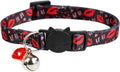 BoomBone Valentines Day Cat Collar Breakaway with Bell and Lip Charm,Puppy Collars for Small Dogs
