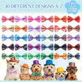 Sanwuta 60 Pcs Paisley Dog Collar Bow Bulk Floral Pet Bow Ties Dog Accessories Detachable Attachment Charms with Elastic Bands for Small Medium Large Dogs Cat Puppy Bows Grooming Supplies