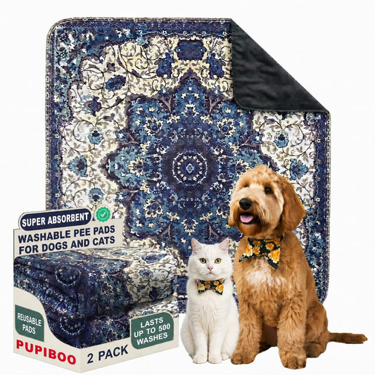 PUPIBOO Washable Pee Pads for Dogs and Cats - Super Absorbent Reusable Puppy Training Pads - 100% Waterproof, Leak-Proof & Non-Slip Whelping Pads for Pet Housebreaking