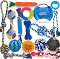 Beiker Dog Teething Chew Toys - 15 Pack Small Medium Breed Puppy Toy, Variety Dogs Rope Chew Toys Bundle for Boredom, Pet Interactive Squeaky Treat Dispensing Ball for Puppies