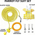Dual-Use Bird Harness & Bungee Leash Set w/Wings, 3 Rings, Yellow, Size L