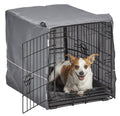 MidWest Homes for Pets Double Door 24-inch Dog Crate Kit, Bundle Includes a Two-Door Cage, Matching Gray Bed and Crate Cover, For Small Breeds