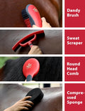 Horse Grooming Kit, 9 Piece Horse Brush Set w/Silicone Handles