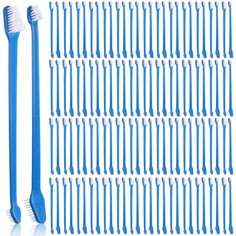 Gerrii 200 Count Dog Toothbrush Double Headed Pet Toothbrush Long Handle Dog Tooth Brushing Kit Soft Bristles Pet Tooth Brush for Doggy Cat and Most Pets Teeth Cleaning Dental Oral(Blue)