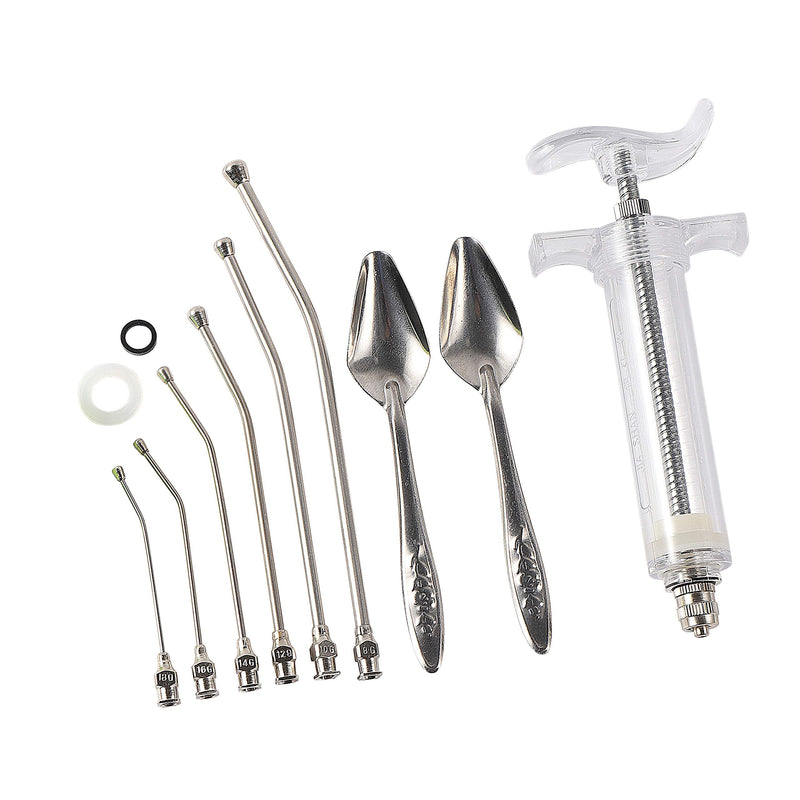 Talk-Satisfied Baby Bird Feeding Syringe Feeding Tubes for Birds Parrot Hand Feeding Syringe with 6 Pcs Curved Gavage Tubes and Stainless Steel Metal Feeding Spoon (50ML)