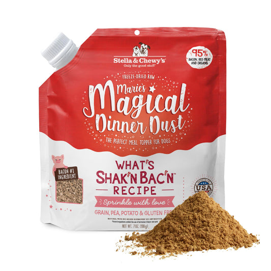 Stella & Chewy's Freeze-Dried Raw Marie's Magical Dinner Dust - Premium Bacon Dog Food Topper with Organic Fruits & Vegetables - Perfect for Picky Eaters - 7oz