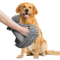 Muddy Mat Doggy Dryer, Highly Absorbent Microfiber Washable Dog Shammy Quick Drying Towel Absorber - Extra Soft Plush Wrap Chenille Bath Towels to Dry Soggy Large Pets & Small Puppy-Grey 13"x31"