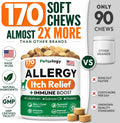 Dog Allergy Relief Chews 170 Count Anti Itch Skin & Immune Support for Dogs