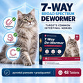 Dewormer for Cats & Kittens, Broad Spectrum Wormer for Tapeworms, Roundworms & Hookworms, Chicken Flavor