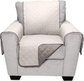 Furhaven Water-Resistant & Reversible Chair Cover Protector for Dogs, Cats, & Children - Two-Tone Pinsonic Quilted Living Room Furniture Cover - Gray/Mist, Chair