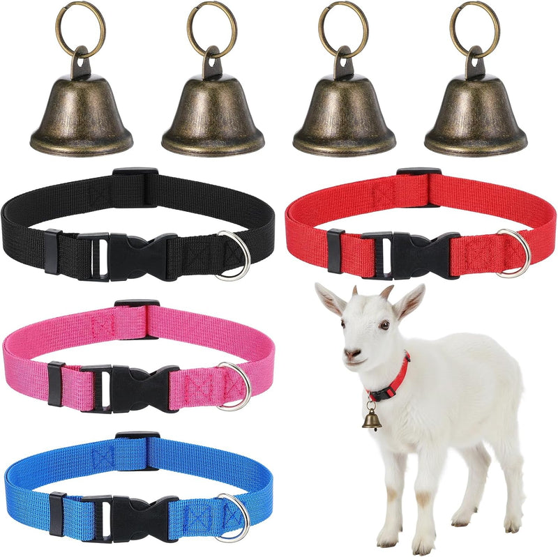 4 Pack Sheep Grazing Copper Bells & Adjustable Nylon Collar Set